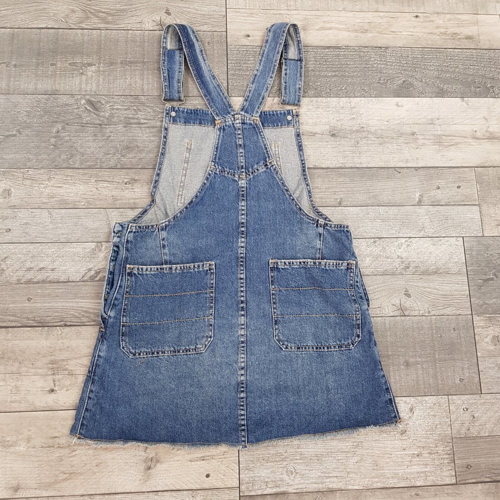 Free People Denim Dungaree Dress Small UK 10 Blue Mid Wash Coverall Casual BN - Picture 2 of 10